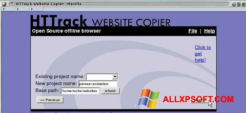 Screenshot HTTrack Website Copier Windows XP